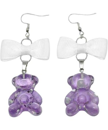 Feyley Fashion Bowknot Earrings | Colorful Resin Dripping Bear Trailer Danglers | Unique Cartoon Sweets Jewelry Gift - Buy Online on GoSupps.com