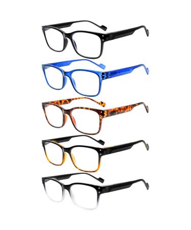 5 Pack Reading Glasses for Women Men, Anti Glare UV Ray Filter Eyeglasses, Blue Light Blocking Computer Readers (Mix C1, 2.25, multiplier_x) Mix C1 2.25 x