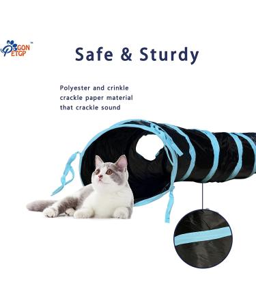 Cat Tunnel and Cube Tent Combo - Interactive and Collapsible Indoor Cat Toy with Peek Hole, Play Ball, and Bell - Ideal for Kittens, Puppies, and Rabbits - Black - Buy Online on GoSupps.com