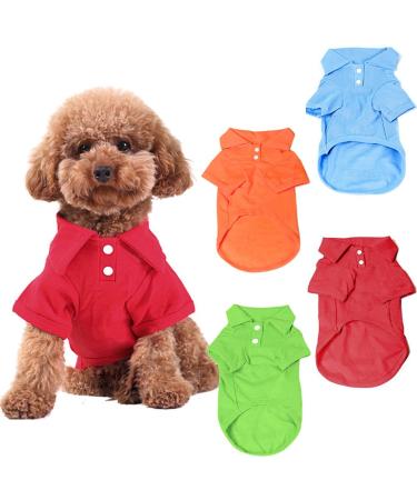 KINGMAS 4 Pack Dog Shirts Pet Puppy T-Shirt Clothes Outfit Apparel Coats Tops - X-Small