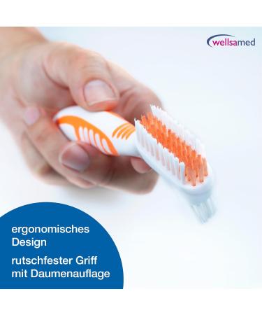 Wellsamed Denture Toothbrush - Pack of 3 Orange Denture Brushes for Third Teeth Care - Buy Online on GoSupps.com