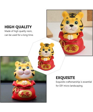 Hoement 3 pcs Year of The Tiger Bobble Head Ornament Lucky Fortune Figurine Tiger Year Figurines feng Shui Chinese Zodiac Figurines Nativity Decor Shape Toys Office Statue Lucky Bag Resin Redx3pcs 6X6X9.5CMx3pcs - Buy Online on GoSupps.com