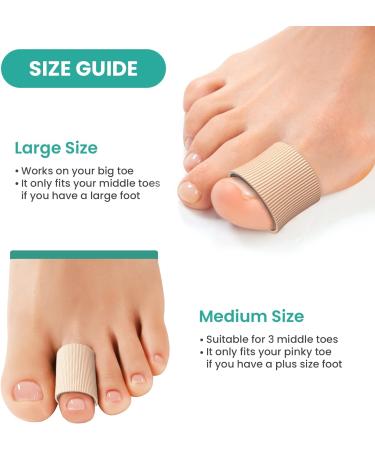 Welnove Toe Sleeve Protector Tubes with Gel for Bunion, Callus, Corn, Blister, Hammer Toe - 6 Pack (3 Large, 3 Small) - Buy Online on GoSupps.com
