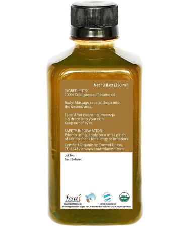 Daana Organic Sesame Oil for Skin - 350 ml Extra Virgin Cold Pressed - Buy Online on GoSupps.com
