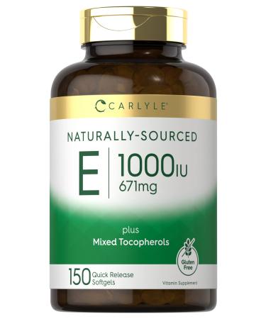 Carlyle Vitamin E Plus Mixed Tocopherols | 1000 IU (671mg) | 150 Softgels | Non-GMO and Gluten Free Formula | Naturally Sourced Vitamin E Supplement