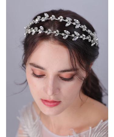 JWICOS Crystal Wedding Headband Tiara Bridal Rhinestone Headpiece Wedding Hair Accessories Tiara for Women and Girls Red Gold - Buy Online on GoSupps.com
