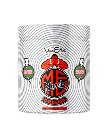MAX EFFORT Muscle Greens Antioxidant Nutrient Dense Powder Natural Energy Boost Whole Food Blend (30 Servings Natural Raspberry)