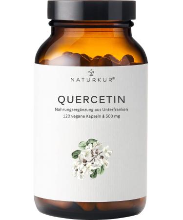 Naturkur Quercetin 500 mg - 120 capsules in pharmacists - purely vegetable from Japanese cord vegan laboratory test without additives handcrafted in Lower Franconia