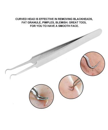 Blackhead Tweezers - Curved Stainless Steel Pimple Extractor & Facial Care Tool for Clear Skin - Buy Online on GoSupps.com