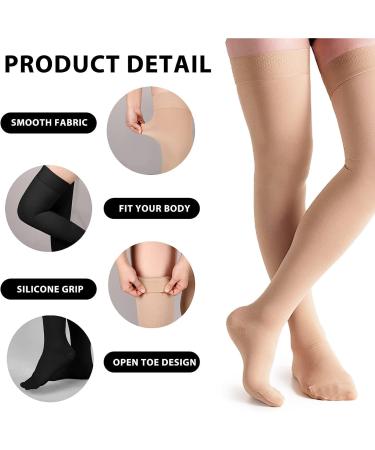 Thigh High Compression Stockings 20-30mmHg for Women & Men - Medical Compression Socks in Beige (3XL) - Enhance Circulation & Comfort - Buy Online on GoSupps.com