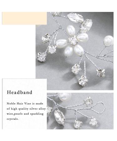 GORAIS Pearl Bridal Hair Vine - Silver Crystal Wedding Headband for Women and Girls - Buy Online on GoSupps.com