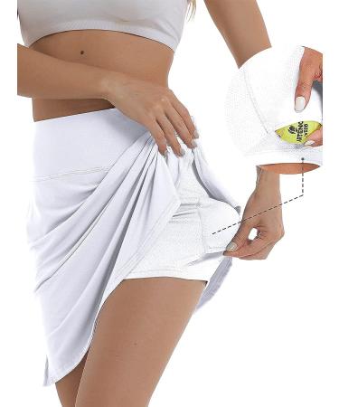 XIEERDUO Women's 20 Modest Knee Length Tennis Skirt Golf Skort Gym Shorts - Pure White XL - Buy Online on GoSupps.com