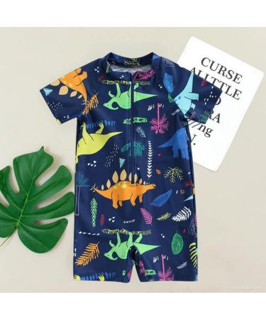 PythJooh Baby Boy Swimsuit | Zipper Rash Guard One Piece | Shark Print Shorts | 3-4 Years | Navy Dinosaur - Buy Online on GoSupps.com