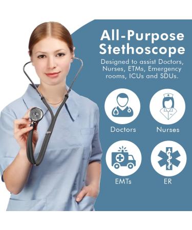 Novamedic Dual Head Sprague Rappaport Stethoscope - 30-Inch Black First Aid Stethoscope for Nurses & Doctors | Cardiac Diagnostic Medical Supplies - Buy Online on GoSupps.com