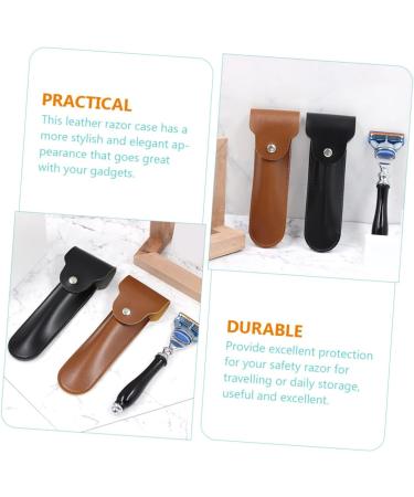 Lalafina Portable Leather Razor Storage Case - Travel Bag for Safety Razors | Black 3-Pack (16.5x4.2cm) - Perfect Shaving Accessories for Men - Buy Online on GoSupps.com