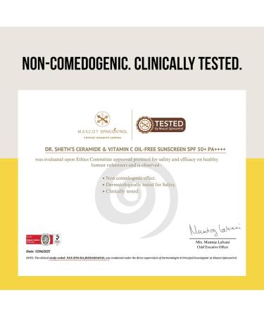 Dr. Sheth's Ceramide & Vitamin C Oil-Free Sunscreen SPF 50+ PA++++ | Non Greasy | For Oily Skin | For Men & Women | 50 g - Buy Online on GoSupps.com