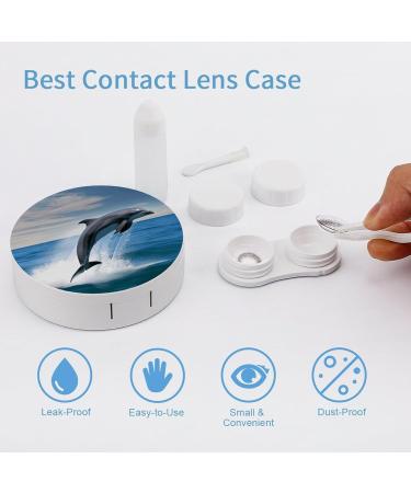 Jumping Dolphins Print Contact Lens Case - Plastic Lens Care & Travel Box | Durable & Stylish - Buy Online on GoSupps.com