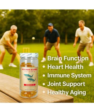 Omega-3 Golden Alaska Fish Oil 1000mg EPA & DHA Softgels | Supports Heart Brain Joint & Immune Health | Purified Wild-Caught Fish | Nutritional Support | NCB Technology | 100 Softgels - Buy Online on GoSupps.com