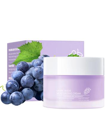 Grospe Grape Seed Face Cream - 1.76oz Anti-Aging Moisturizer with Vitamin E & Hyaluronic Acid Deep Hydration for Dry Skin Wrinkle Reducing Night Cream Non-Greasy Formula for Women & Men