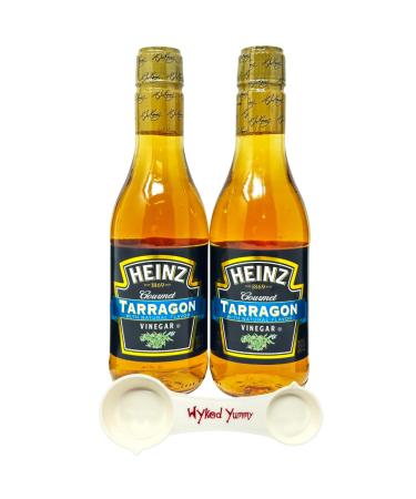 WYKED YUMMY Gourmet Vinegar Bundle with Two (2) 12 FL OZ (355mL) Bottles of Heinz Gourmet Tarragon Vinegar and One (1) Bonus Wyked Yummy 4-in-1 Plastic Multi-use Measuring Spoon
