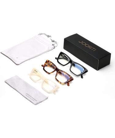 JOO RTI 3 Pack Cat-Eye Blue Light Blocking Reading Glasses for Women - Stylish Black Tortoise & Beige - Fashionable & Comfortable - International Shipping Available - Buy Online on GoSupps.com