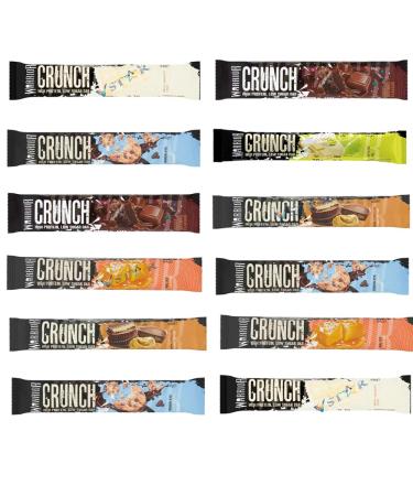 Warrior Crunch Chocolate Chip Cookie Dough High Protein Low Sugar Bar Fudge Browni & White Chocolate Crisp Protein Bar 64g (Pack of 12 Random Mixed) Random Mixed Pack of 12