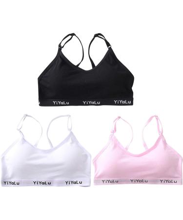 Girls Cotton Racerback Sports Bra 3 Pack - Comfortable Training Crop Tops - One Size - Buy Online on GoSupps.com