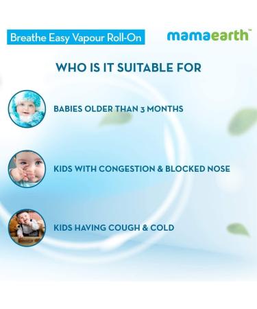 MAMAEARTH Breathe Easy Vapor Baby Roll On | Gentle Chest & Back Rub with Wintergreen & Eucalyptus | Helps Relieve Cold & Nasal Congestion | No Petroleum 1.35 Fl Oz/40ml (3month+) - Buy Online on GoSupps.com