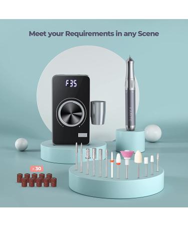 Karite Professional Nail Drill Machine for Acrylic Nails - 35000 RPM Electric File with 13 Bits, 30 Sanding Bands, USB Rechargeable - Portable Manicure Tool for Home Salon - Gray - Buy Online on GoSupps.com