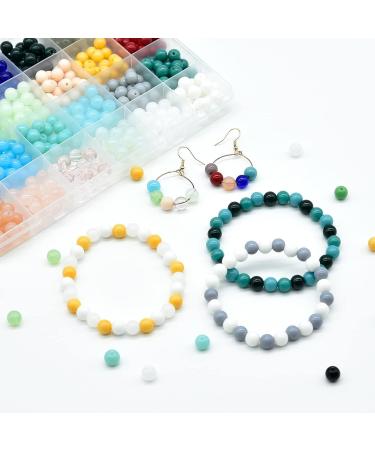 KOTHER 600PCS 8mm Glass Beads Jewelry Making Kit - 24 Color Round Gemstone Beads for Bracelet Making, Healing Chakra Beads - Perfect for Beginners - Buy Online on GoSupps.com