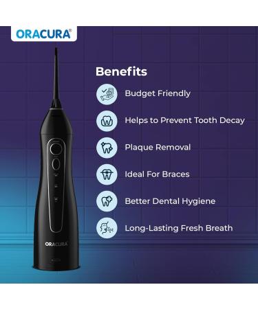 ORACURA Water Dental Flosser - Portable Rechargeable Oral Irrigator | IPX7 Waterproof | 3 Modes & 150ml Tank for Home & Travel | Ideal for Gum & Braces Care - Buy Now - Buy Online on GoSupps.com