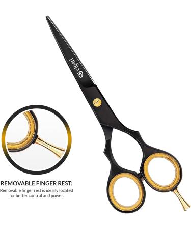 Cigati Hairdressing Scissors with Comb | 6.5 Inch Hair Scissors Stainless Steel Razor Edge Blades | Barber Scissors Professional Salons Hair Cutting Shears for Men Women & Children (Black 6.5 inch) 6.5 inch Black Scissor With Comb - Buy Online on GoSupps.com
