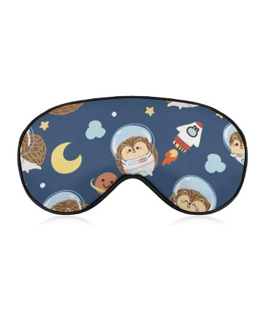 Sleep Mask Cute Hedgehog Galaxy Light Blocking Eye Mask for Sleeping with Adjustable Strap Soft Eye Sleep Shade Cover for Men Women