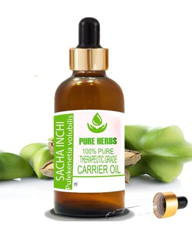 Pure Herbs Sacha Inchi Oil (Plukenetia volubilis) Pure & Natural Therapeutic Grade Carrier Oils with Dropper (50 ml)