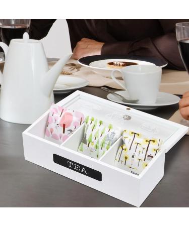Tea Box for Tea Bags Organizer Wood 3 Compartments Tea Bag Organizer for Cabinet Tea Caddy Organizer Box Tea Storage Chest Decorative Box for Organizing and Displaying Tea - Buy Online on GoSupps.com