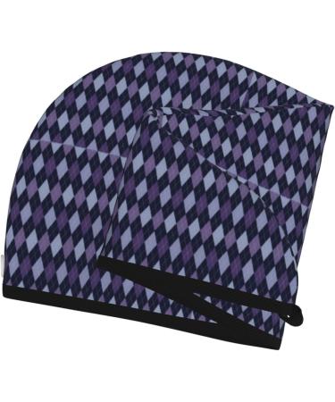 Ultra Plush Microfiber Hair Towel Wrap for Women - Ultra Absorbent Twist Turban for Curly Long & Thick Hair - Purple & Blue Squares - Buy Online on GoSupps.com