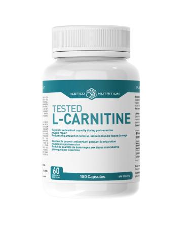 Tested Nutrition L-Carnitine Capsules | 454mg L-Carnitine Tartrate per Capsule | Stimulant Free Weight Loss Support Muscle Recovery Energy Metabolism Booster | 60 Servings (180 Capsules)
