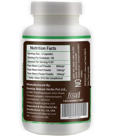 WAY 4 ORGANIC W4O Neem Triple Complex - High-Potency Azadirachta Indica Capsules Neem Leaves Bark Flowers in Ratio (80:10:10) - 180 Capsules 90 Serving 1000 Mg per Serving. Pack of 1. - Buy Online on GoSupps.com