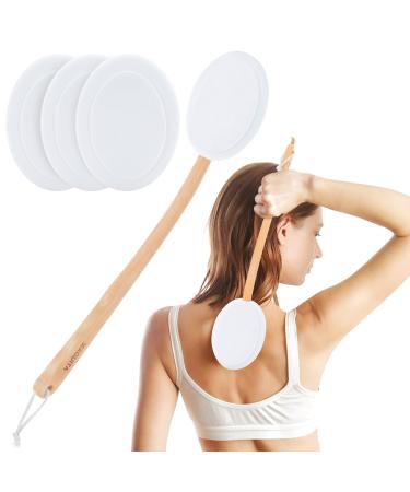MAQUITA Back Cream Applicator 2 in 1 Body Brush Long Range Handle with 3 Pads Back Brush Convenient for Self-Application Portable Travel Back Scrubber