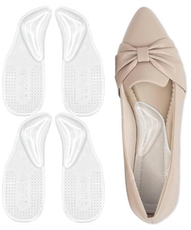 Dr.Foot Arch Support Shoe Inserts for Plantar Fasciitis Relief Self-Adhesive Arch Pads Heel Cushion for Flats Heel Pain Gel Arch Insoles for Men and Women 2 Pairs (Small Transparent) Small Transparent