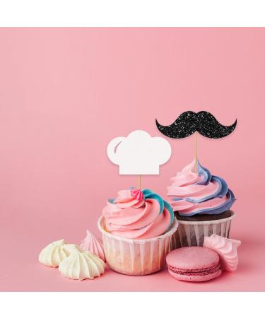 24pcs Chef Cupcake Toppers Cooking Themed Baby Shower Cupcake Decor Cooker Chef Hat Cupcake Toppers Silver Glitter Baking Cake Decorations for Chef Birthday Party Supplies - Buy Online on GoSupps.com