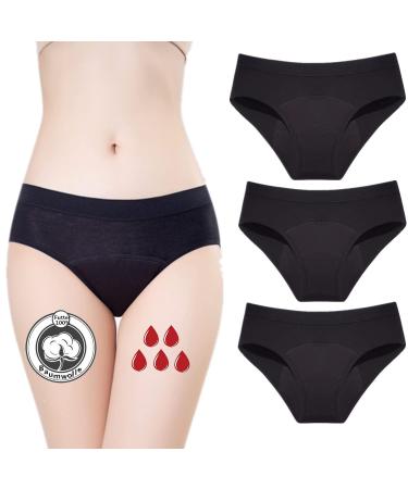 ZVZK Period Underwear Women 30ML Strong Flow Absorption Menstruation Underpants Postpartum Briefs 3 Pack L Black 3 Pack - Buy Online on GoSupps.com