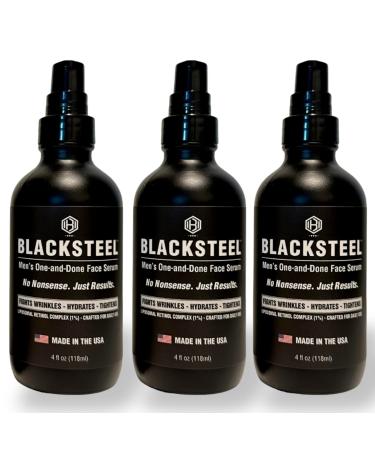 BLACKSTEEL Men s Anti-Aging Face Serum with Retinol & Hyaluronic Acid | 4 oz (3-Pack)