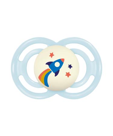 MAM Perfect pacifier luminous size 16 + months teat made of SkinSoft silicone organic round with pacifier cover light blue