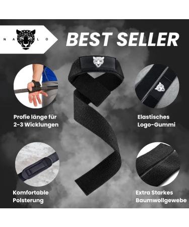 Buy Nalo Padded Lifting Straps - Professional Strength Training Straps for Deadlifts & Bodybuilding - Unisex Black - Buy Online on GoSupps.com