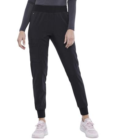 Iflex Jogger Scrubs for Women Yoga-Inspired Knit Waistband Scrub Pants CK011 Large Black