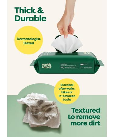 Earth Rated Unscented Dog Wipes - 100 Biodegradable Wipes for Clean Paws & Coats - Buy Online on GoSupps.com