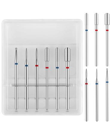 Sibba 6 PCS Nail Drill Bits Set Russian Manicure Drill Bits Diamond Cuticle Drill Bit Set for Manicure Nail Wood Glass Plastic Ceramic