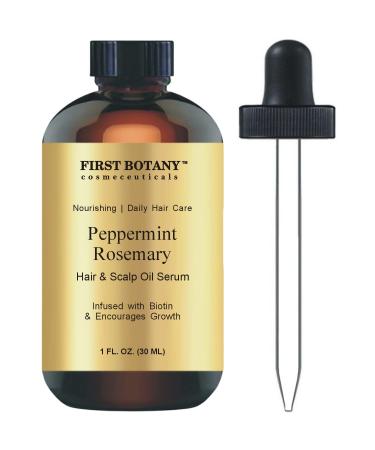Peppermint Rosemary Oil for Hair Growth - Scalp & Hair Strengthening Hair Serum With Biotin  Nourishing Treatment for Split Ends  Dry Scalp  Safe for All Hair Types and Hair Care  Fights Hair Loss  1 fl oz