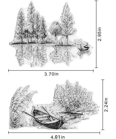 Scenic Lake and River Trees Boat Clear Stamp Set for Card Making and Scrapbooking - Silicone Stamps for Photo Album Decor - Buy Online on GoSupps.com